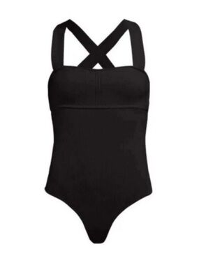 KHAITE Alexa Cross Back Rib Knit Bodysuit Black